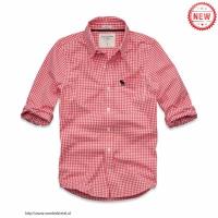 heren abercrombie fitch plaid lang overhemd moose logo rood wit Overhemd Casual watm4191